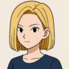 金髪のワンレンボブヘアスタイルの日本人女性が正面を向いて立っているイラスト
