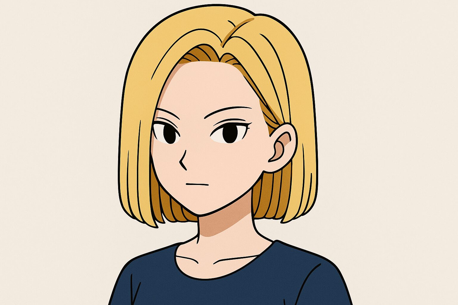金髪のワンレンボブヘアスタイルの日本人女性が正面を向いて立っているイラスト